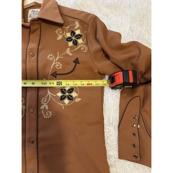 RARE NWT H Bar C El Dorado Western Shirt Men’s S 14½” Copper Brown Embroidered - Picture 8 of 13